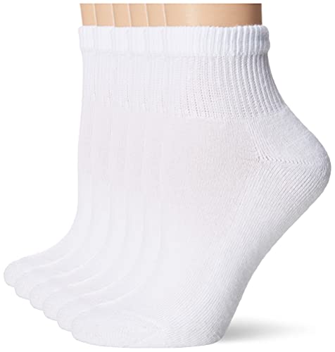 Women's Ankle Socks, Comfort Toe Seamed, White & Black Available, 6-pack