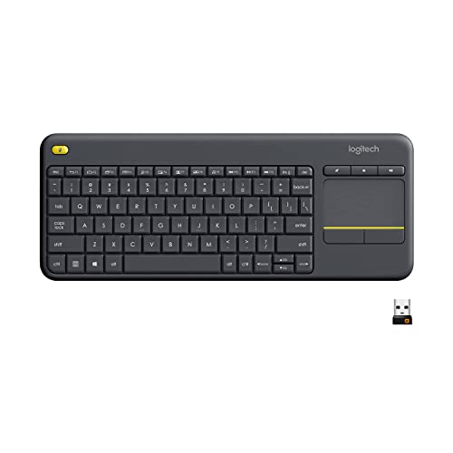Logitech K400 Plus Wireless Touch TV Keyboard With Easy Media Control and Built-in Touchpad, HTPC Keyboard for PC-connected TV, Windows, Android, ChromeOS, Laptop, Tablet - Black