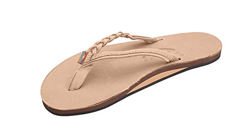 Rainbow Sandals Women’s Flirty Braidy Premier Leather w/Single Braided Strap, Sierra Brown, Ladies Medium / 6.5-7.5 B(M) US