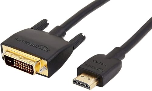 Amazon Basics HDMI-A to DVI (Male) Adapter Cable, Bi-Directional 1080P, Gold-Plated, 10 ft/3 m, Single Pack, Black