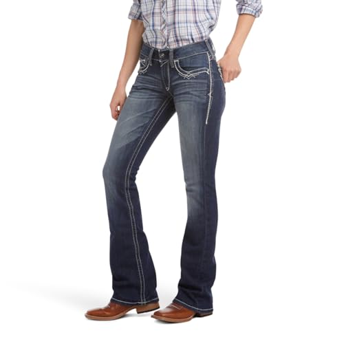 ARIAT Women’s Mid Rise Stretch Entwined Boot Cut Jean Marine