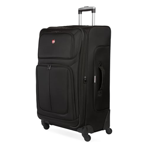 SwissGear Sion Softside Expandable Luggage – Large Checked Suitcase with 360 Degree Wheels &amp; Retractable Handle �