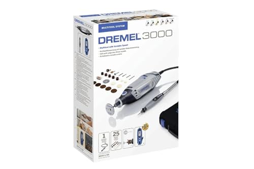 (-29%) Dremel 3000 Multifunktionswerkzeug 130W, Set mit 1 Aufsatz, 25 Zubehörteilen, Variable Drehzahl 10.000-33.000 U/min zum Schneiden, Schleifen, Gravieren, Polieren, Schärfen, Reinigen, Schnitzen
