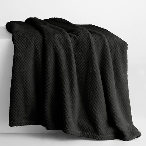 RESTILO Kuscheldecke 220x240 cm schwarz Decke Microfaser Wohndecke Henry