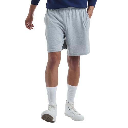 Hanes Mens Jersey Cotton With Pocket Workout-and-training-shorts, Light Steel, Medium US