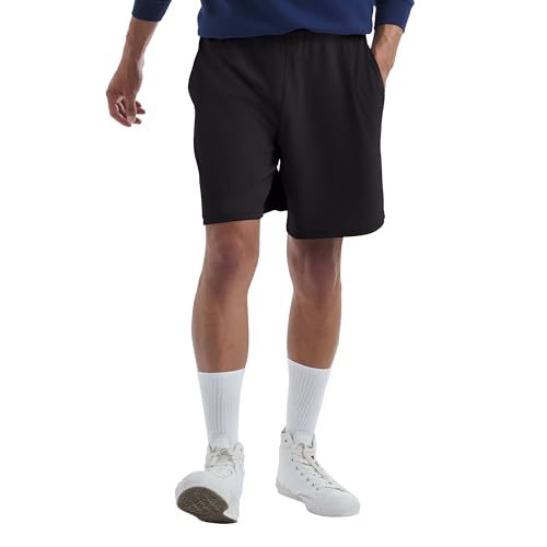 Hanes Mens Jersey Cotton With Pocket Workout-and-training-shorts, Black, X-Large US