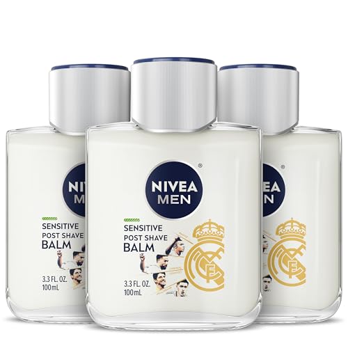 NIVEA MEN Sensitive Soothing Post Shave Balm with Vitamin E, Pro-Vitamin B5 and Chamomile Extract, Alcohol Free After Shave Balm for Men, Non-Greasy, 3.3 Fl Oz Bottle, Pack of 3