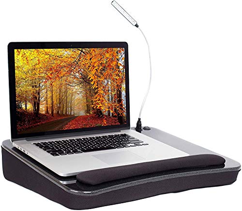 Sofia + Sam Lap Desk with USB Light (Black) | Memory Foam Cushion | Supports Laptops Up to 17 Inches