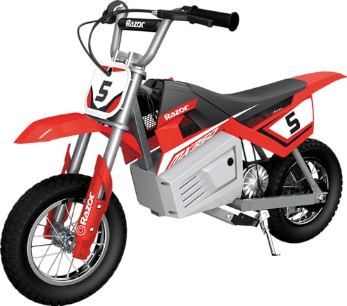 Razor MX350 Dirt Rocket Electric Bike for Kids Ages 8+, 140 lb Max Weight, Red – 24V Battery, Up to 14 Mph, 30-Min Ride Time on High Speed, Twist-Grip Throttle, Spoked Wheels w/ 12” Pneumatic Tires