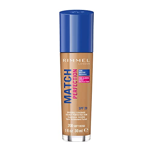 Rimmel London Match Perfection Foundation SPF20, 200 Soft Beige