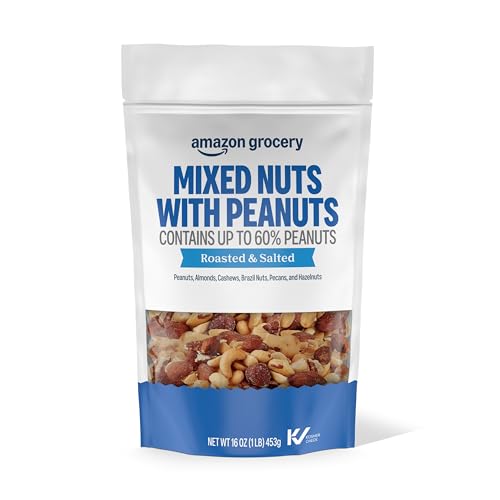 Amazon Brand - Happy Belly Mixed Nuts with Peanuts, Roasted & Sea Salted, 1 pound (Pack of 1)