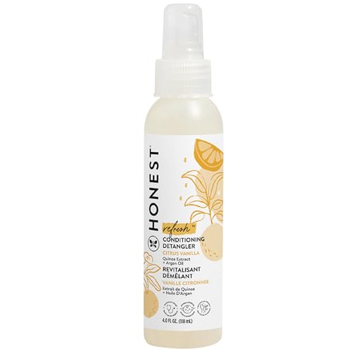 The Honest Company Conditioning Hair Detangler, Tear-Free Hypoallergenic Leave-In Conditioner and Fortifying Spray, Citrus Vanilla Refresh, 4 fl oz