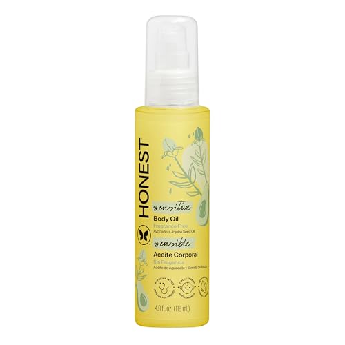The Honest Company Fragrance-Free Moisturizing Body Oil, Nourish Soothe Baby's Skin, Plant-Based, Hypoallergenic Vegan, 4.0 fl oz