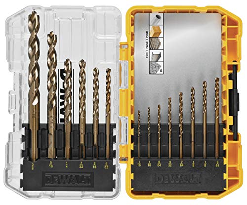 DEWALT DWA1240 Cobalt Pilot Point 14-Piece Industrial Drill Bit Set