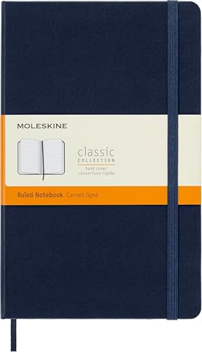 Moleskine Classic Notebook, Hard Cover, Large (5" x 8.25") Ruled/Lined, Sapphire Blue, 240 Pages