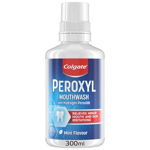 Colgate Peroxyl Antiseptic Mint Flavour 300ml Mouthwash, Relieves Minor Mouth and Gum Irritations,