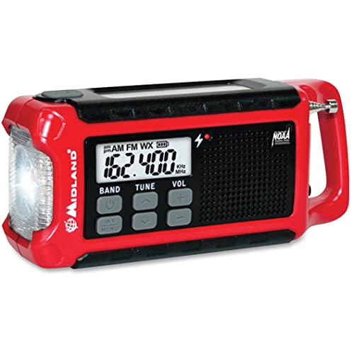 Midland ER210 NOAA Emergency Weather Radio - Compact, Crank, Weather Alerts, AM/FM Radio, Multiple Power Sources, SOS Emergency Flashlight
