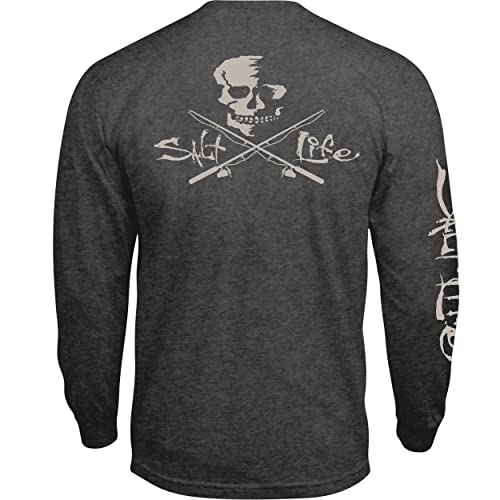 Salt Life Mens Skull and Poles Long Sleeve Crew Neck Tee T Shirt, Military Green, X-Large US