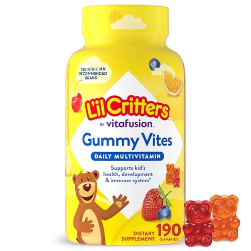 L'il Critters Gummy Vites Daily Kids Multivitamins Assorted Fruit Flavors for Ages 2+ Toddlers & Kids, Gummy Vitamin with Vitamin C and D, 95-190 Day Supply, 190 Gummies