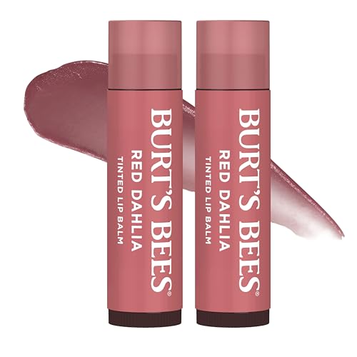Burt's Bees Lip Tint Balm Stocking Stuffers Gifts, Long Lasting 2 in 1 Duo Tinted Balm Formula, Color Infused with Hydrating Shea Butter for a Natural Looking Buildable Finish, Red Dahlia (2-Pack) Red Dahlia 0.15 Ounce (Pack of 2)