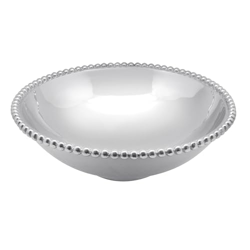 Mariposa Pearled Large Serving Bowl,One Size,Silver
