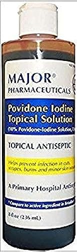 Major 10% Povidone-Iodine Liquid Topical Solution, USP - Topical Antiseptic for Cuts, Scrapes, Burns, and Minor Skin Wounds - 8 Fl. Oz.