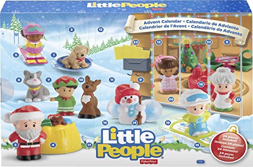 Fisher-Price Little People Toddler Toys Advent Calendar, Set of 24 Figures & Accessories for Christmas Play Ages 1+ Years