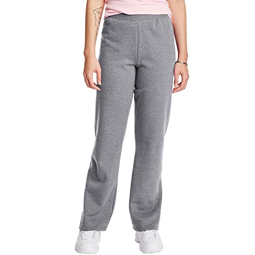 Hanes Women's Open Leg Sweatpants, EcoSmart Fleece Sweats, Regular & Petite, Light Steel, X-Large