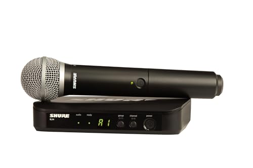 Shure BLX24/PG58 Wireless Microphone System - 14-Hour Battery Life, 300 ft Range, UHF | Includes PG58 Handheld Vocal Mic, Single Channel Receiver | H9 Band (BLX24/PG58-H9)