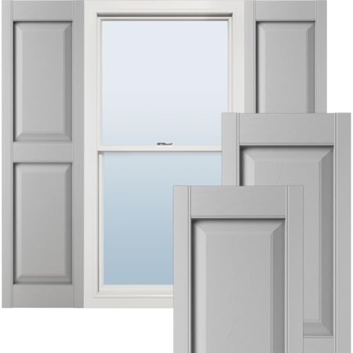 14 3/4"W x 67"H Lifetime Vinyl, Standard Two Equal Panels, Raised Panel Shutters, w/Installation Shutter-Lok's & Matching Screws (Per Pair), Paintable