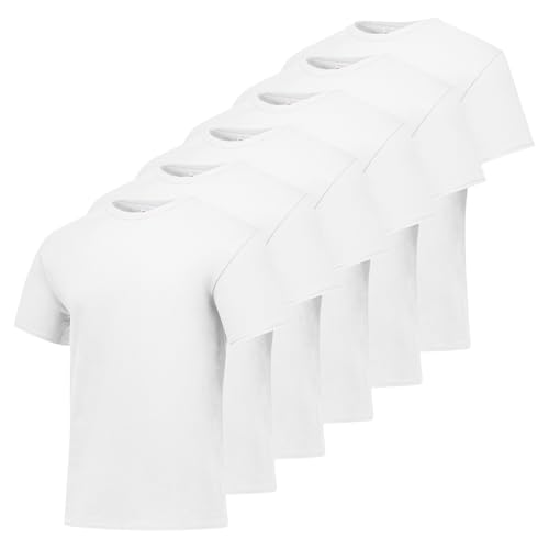 Hanes mens Essentials Short Sleeve T-shirt Value Pack (6-pack) fashion t shirts, White, Large US