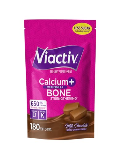 Viactiv Calcium Plus Vitamin D Supplement Soft Chews, Brown, Milk Chocolate, 180 Count