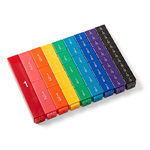 hand2mind Rainbow Fraction Tower Cubes, Fraction Equivalency, Montessori Math Blocks Materials for Kids, Math Manipulatives 4th Grade, Elementary Teacher Must Haves (Set of 51)
