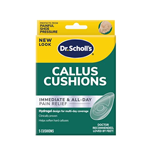 Dr. Scholl's Callus Cushions with Hydrogel Technology, 5 ct // Cushioning Protection Against Shoe Pressure and Friction That Fits Easily in Any Shoe for Immediate and All-Day Pain Relief