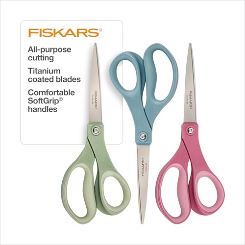 8 Comfort Grip Titanium Multipurpose Scissors With Ergonomic Handles
