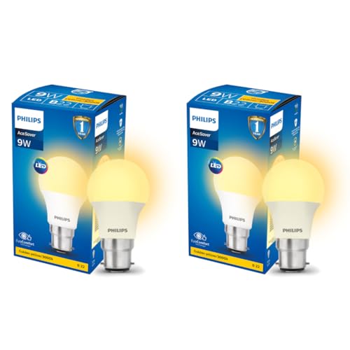 PHILIPS 9W B22 LED Warm White Bulb, Pack of 2