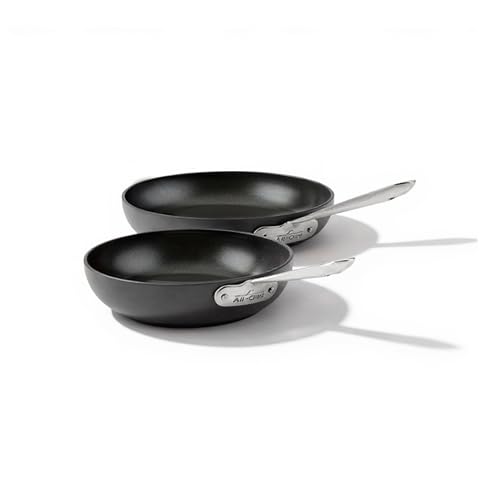 All-Clad HA1 Hard Anodized Non Stick Fry Pan Set 2 Piece, 8, 10 Inch, Induction, Oven Broiler Safe 500F, Pots and Pans Set, Kitchen Frying Pans, Skillets, Premium Cookware, Home, Dishwasher Safe Black