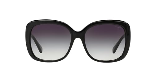 Coach Women's HC8158 Square Sunglasses, Black/Grey Gradient, 58 mm