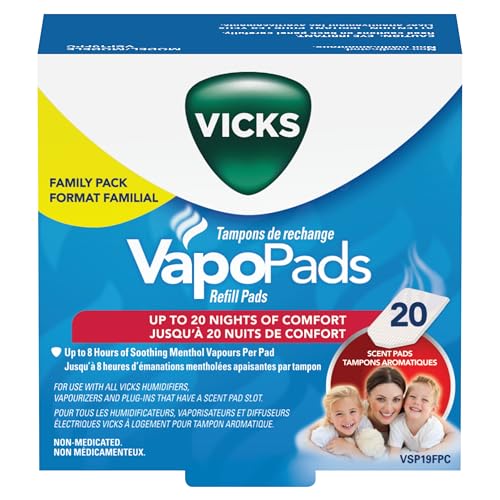 Vicks VapoPads Original Menthol Scent - Vapor Pads Refill for Vicks Humidifiers and Steam Inhalers, Scent Pads for Congestion and Cough Relief, 20-Pack, Box Color May Vary