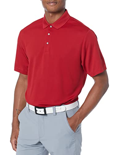 PGA TOUR Men's Big Airflux Short Sleeve Solid Golf Polo-Shirts, Chili Pepper, Large Tall