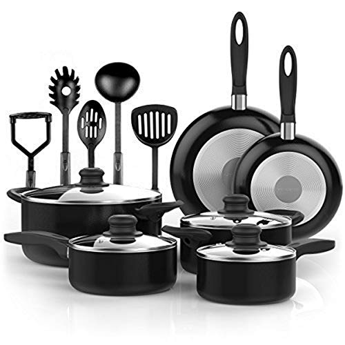 Vremi 15-piece nonstick cookware set with utensils