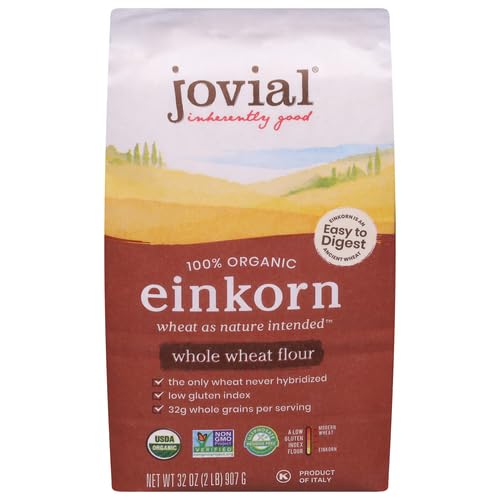 Jovial Organic Einkorn Whole Wheat Flour - Bread Baking Flour for Sourdough, High Protein, Non-GMO, Organic Pizza & Pasta Flour, European Italian Flour, Glyphosate Free - 32 Oz