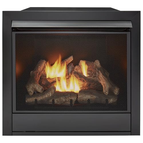 Duluth Forge Dual Fuel Ventless Gas Fireplace Insert, Remote Control, 9 Fire Logs, Use with Natural Gas or Liquid Propane, 32000 BTU, Heats up to 1500 Sq. Ft., Black