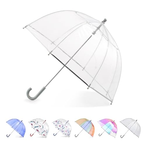 totes Kids Clear Bubble Umbrella with Dome Canopy, Lightweight Design, Wind and Rain Protection Umbrella, Clear, Kids - 38" Canopy