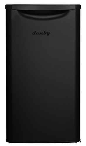 Danby Compact All Refrigerator, 3.3 Cubic Feet Glass Shelves A compact black refrigerator with 3.3