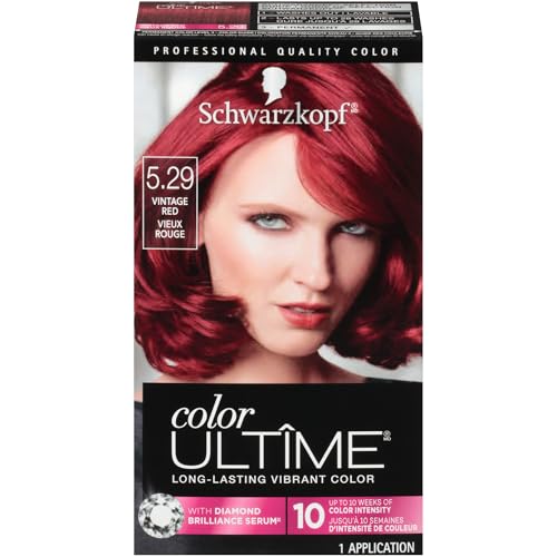 Schwarzkopf Color Ultime Hair Color, 5.29 Vintage Red, 1 Application - Permanent Red Hair Dye for Vivid Color Intensity and Fade-Resistant Shine up to 10 Weeks