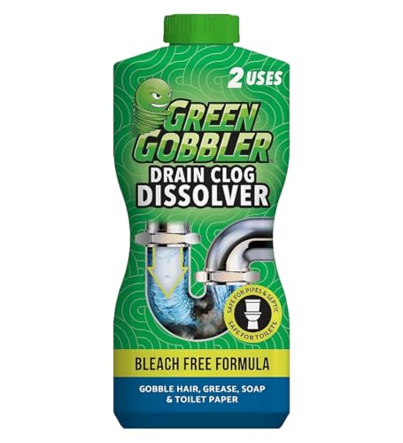 Green Gobbler Drain Clog Dissolver, Drain Opener-Cleaner ,Toilet Clog Remover, 31 oz
