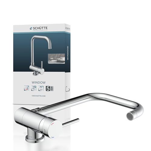 (-33%) SCHÜTTE 24550 Küchenarmatur WINDOW, Wasserhahn Unterfenster, Spültischarmatur Vorfenster, Wasserhahn umklappbar 360° schwenkbar Einhebelmischer Fensterarmatur, Chrom