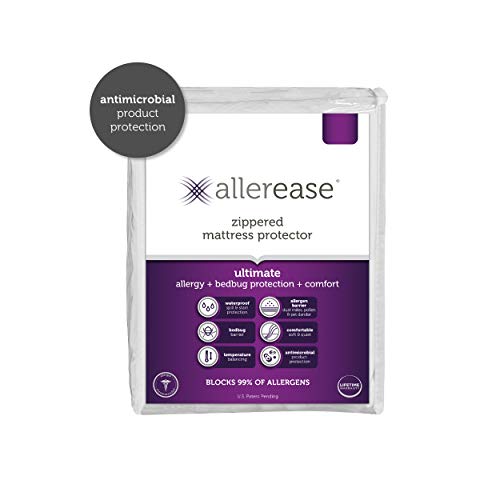 AllerEase Ultimate Allergy Protection and Comfort Zippered Mattress Protector, QueenWaterproof King Mattress Protector 