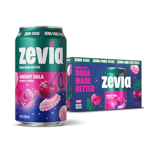 Zevia Zero Calorie Soda, Cherry Cola, 12 Fl Oz Cans (Pack of 6)